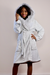 Ladies Hooded Premium Plush Dressing Gown Lunar Silver