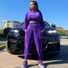 2  Piece  Fleece Crop Top Hoodies with Sweat Pants